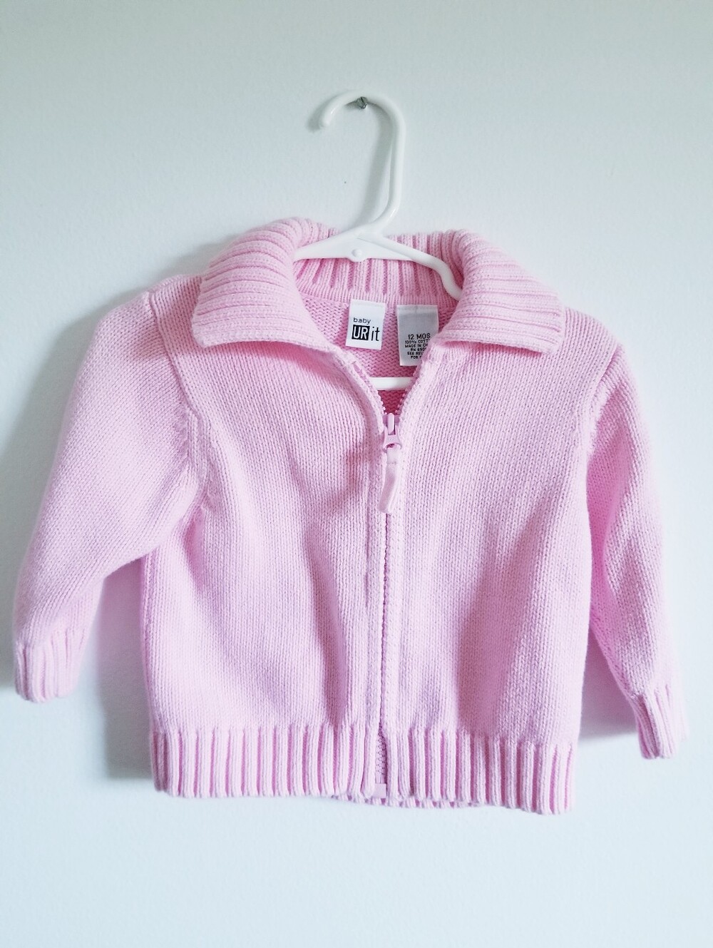 Pink Zip-Up Knit Cardigan for Babies